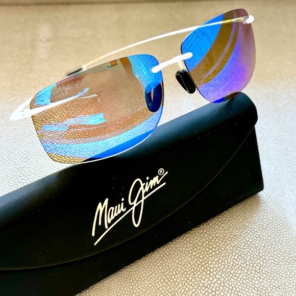 Brand New Maui Jim Blue Polarized Rimless Sunglasses – Hema Model, Unisex 62 M-L - Picture 3 of 7